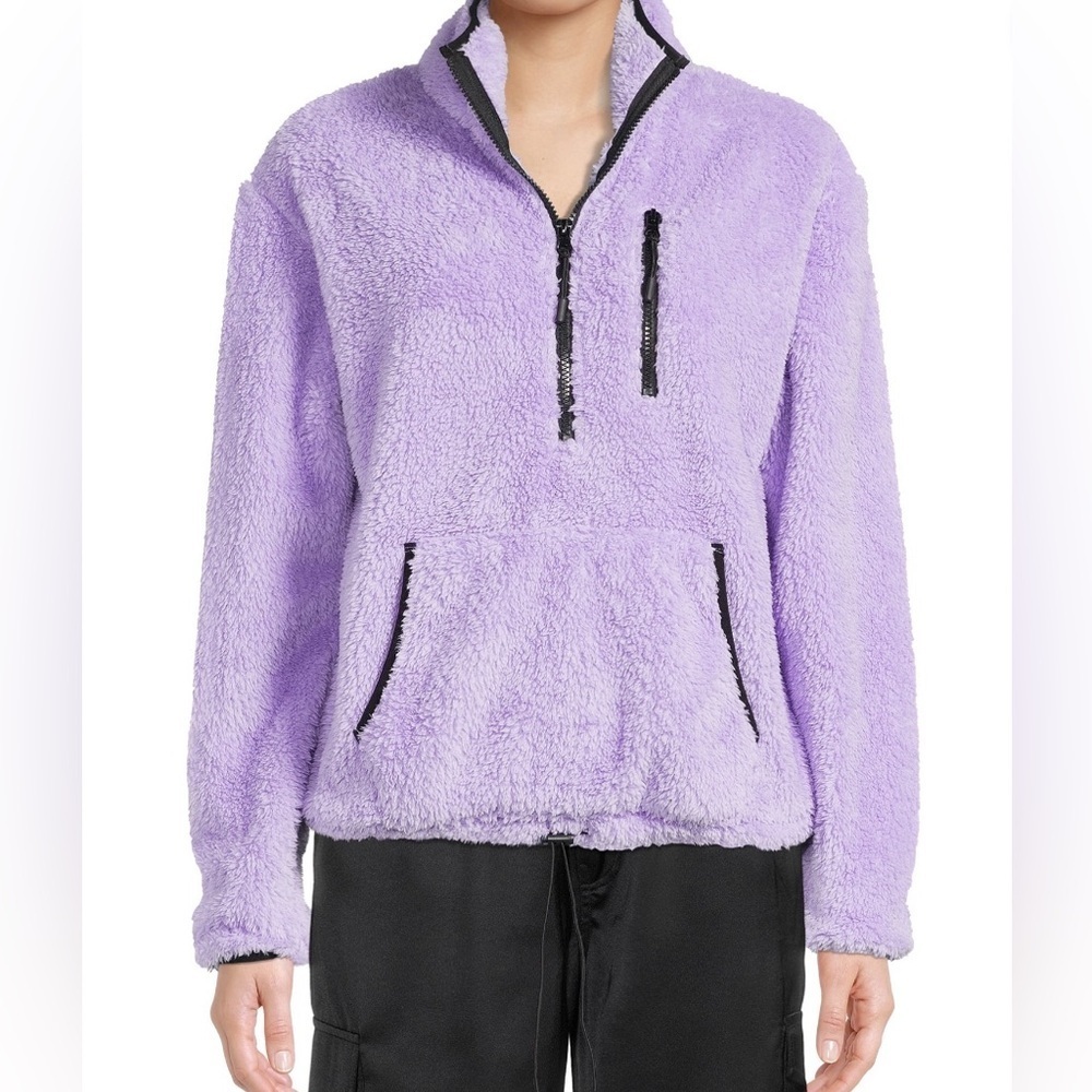 No Boundaries Lilac Fleece Pullover plush quarter zip sweater Juniors Sz-XS. F17